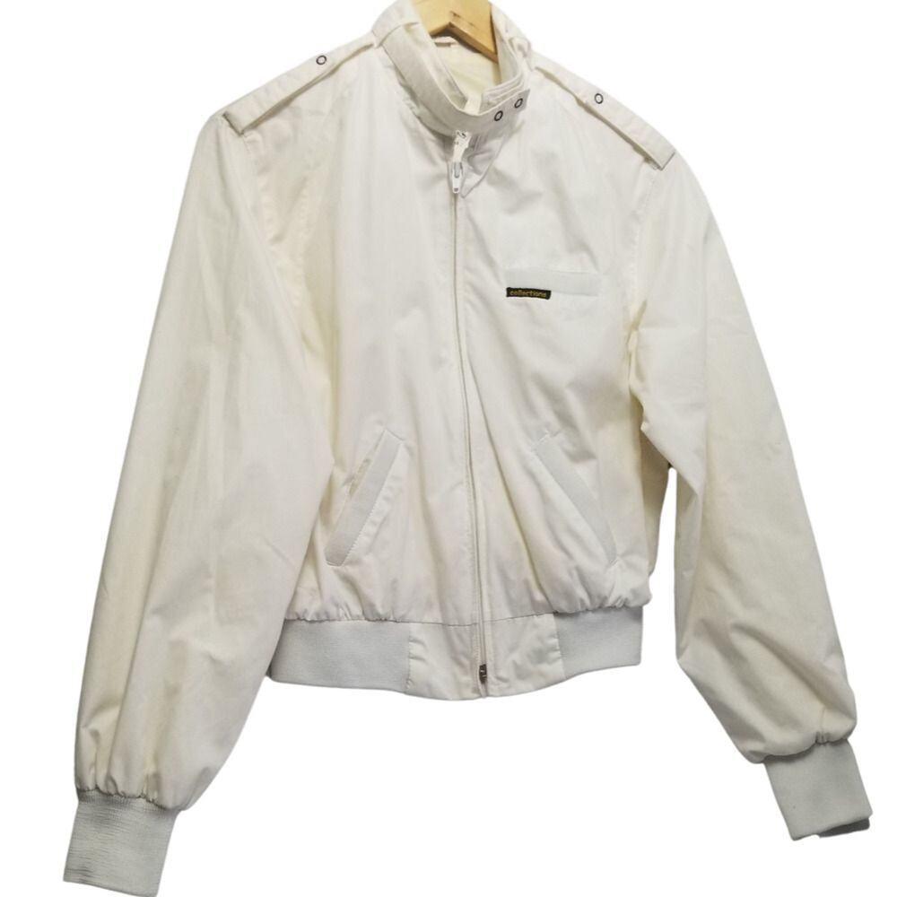 Vintage Racing Jacket Montgomery Ward Collection Light Weight White Size Small